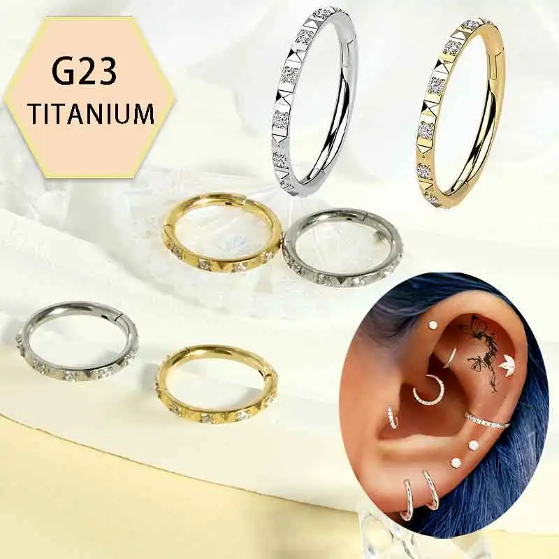 

30pcs/lot G23 Titanium Zircon Septum Clicker 16G Women's Body Jewelry for Nose Rings & Tragus Piercings for Wedding Party