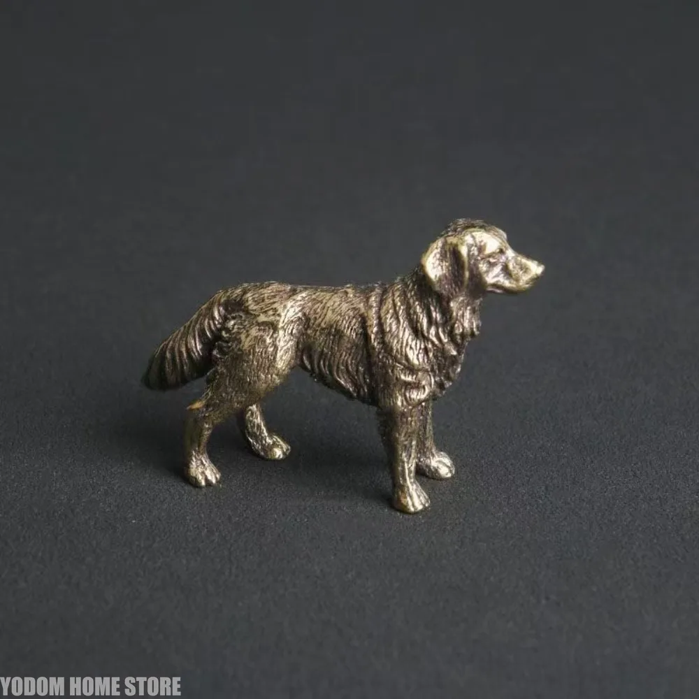 Zodiac Dog Statue Antique Copper Hound Figurine Tea Pet Miniature Desktop Ornament Home Decor Puppy Sculpture Collectible Craft