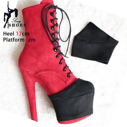 Imagen 2 del producto Cubierta duradera para zapatos de tacón alto de gamuza negra, 15cm, 17cm, 20cm, 26cm, botas de baile súper en barra, sandalias, cubierta protectora para zapatos de entrenamiento