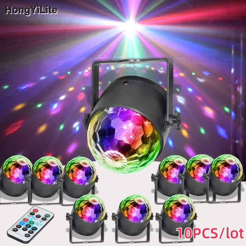 

10PCS LED Stage Disco Light Rotating DJ Ball Strobe Colorful Magic Dance Car Ambient RGB Christmas Gift Party Club Car Show Lamp