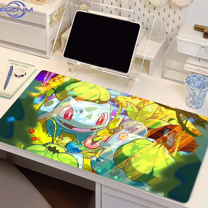 Natural Rubber Mouse Pad Pokemon Bulbasaur Gamer PC Computer HD Print Desk mat Keyboard Anime Gaming Accessories Mousepad Carpet