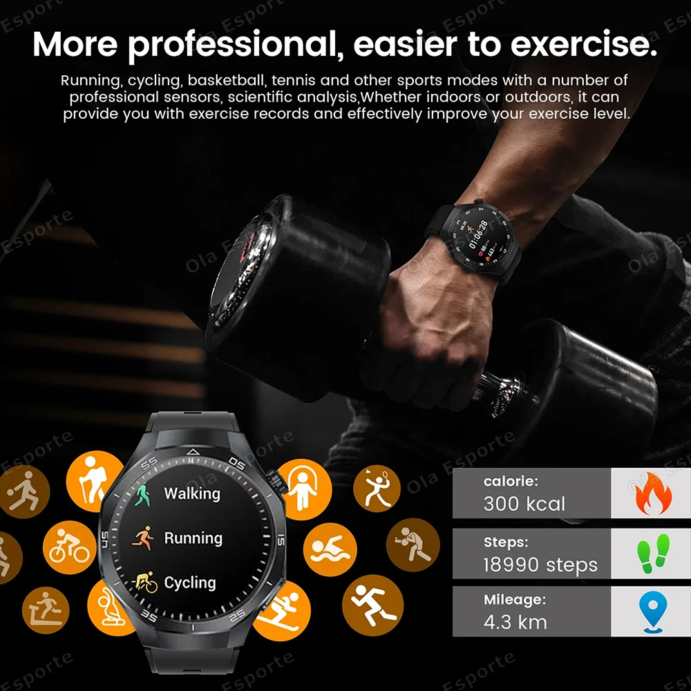 New GT5 Pro Smart Watch Men 1.52" HD Screen GPS Track Heart Rate ECG Monitor Watches Bluetooth Call Waterproof Sports SmartWatch