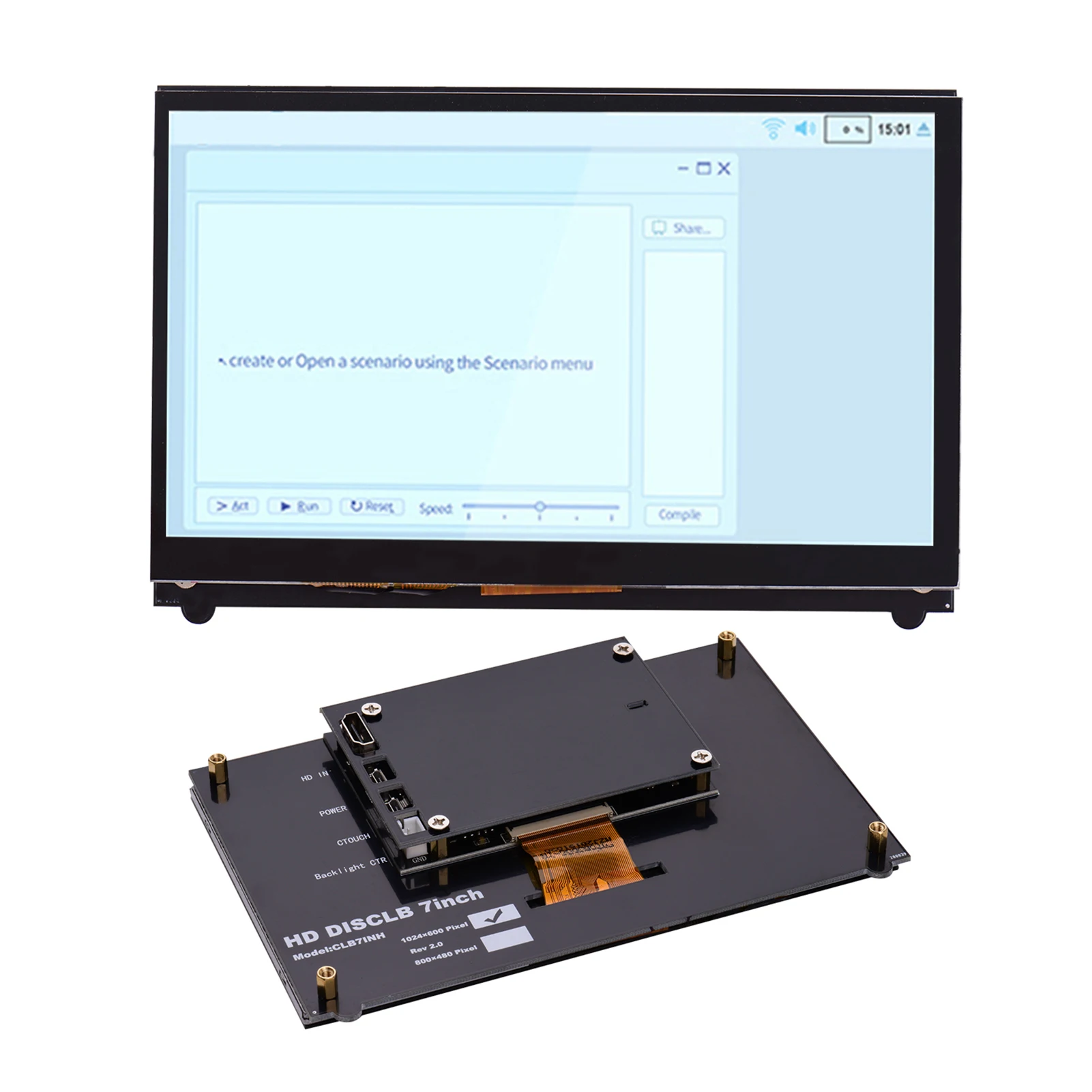 Pantalla táctil capacitiva HD IPS de 7 pulgadas, Monitor portátil pequeño con interfaz USB HD, resolución de 1024x600