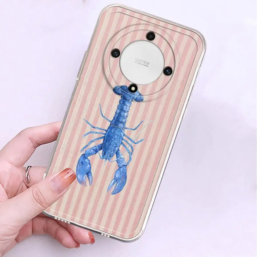 Capa de telefone para honor x9a x9b 90 lite x7b x8b y9 prime 2019 capa transparente animais marinhos