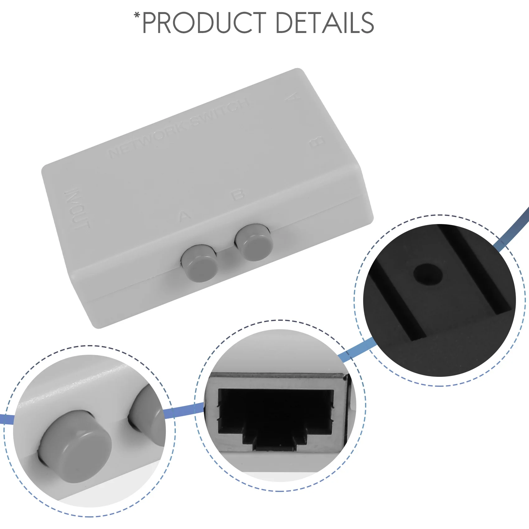

Мини-коммутатор Ethernet на 2 порта RJ45, ручной переключатель для совместного использования, адаптер HUB-AEF7