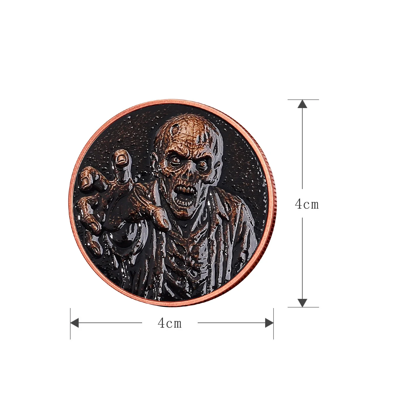 Vintage Horror 1 oz .999 Fine Copper Coin 3D High Relief Zombie Graveyard RIP Tombstone Pure Copper Commemorative Souvenir Gifts