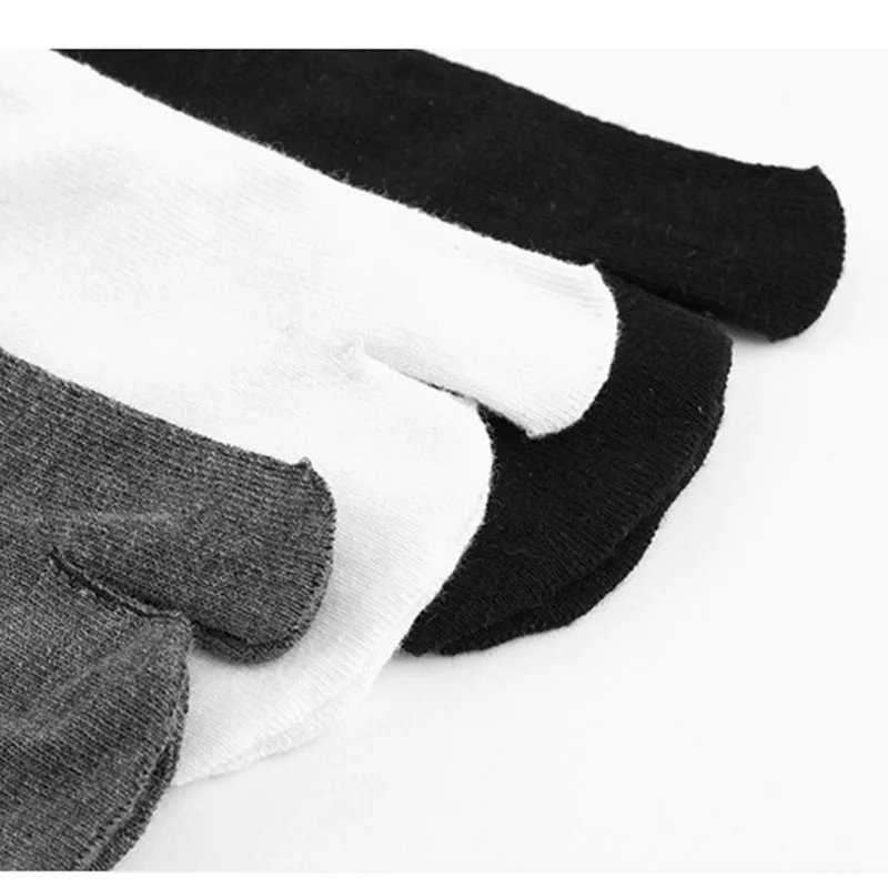 Chaussettes courtes en coton Tabi pour hommes, deux doigts, absorbant les odeurs de sueur, parka fendue, tongs décontractées, document solide, 5 paires