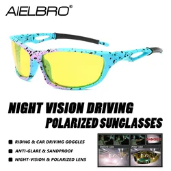 AIELBRO Cycling Glasses for Men Polarized Cycling Glasses Men's Bicycle Glasses Sports Lenses Night Vision Men's Sports Glasses