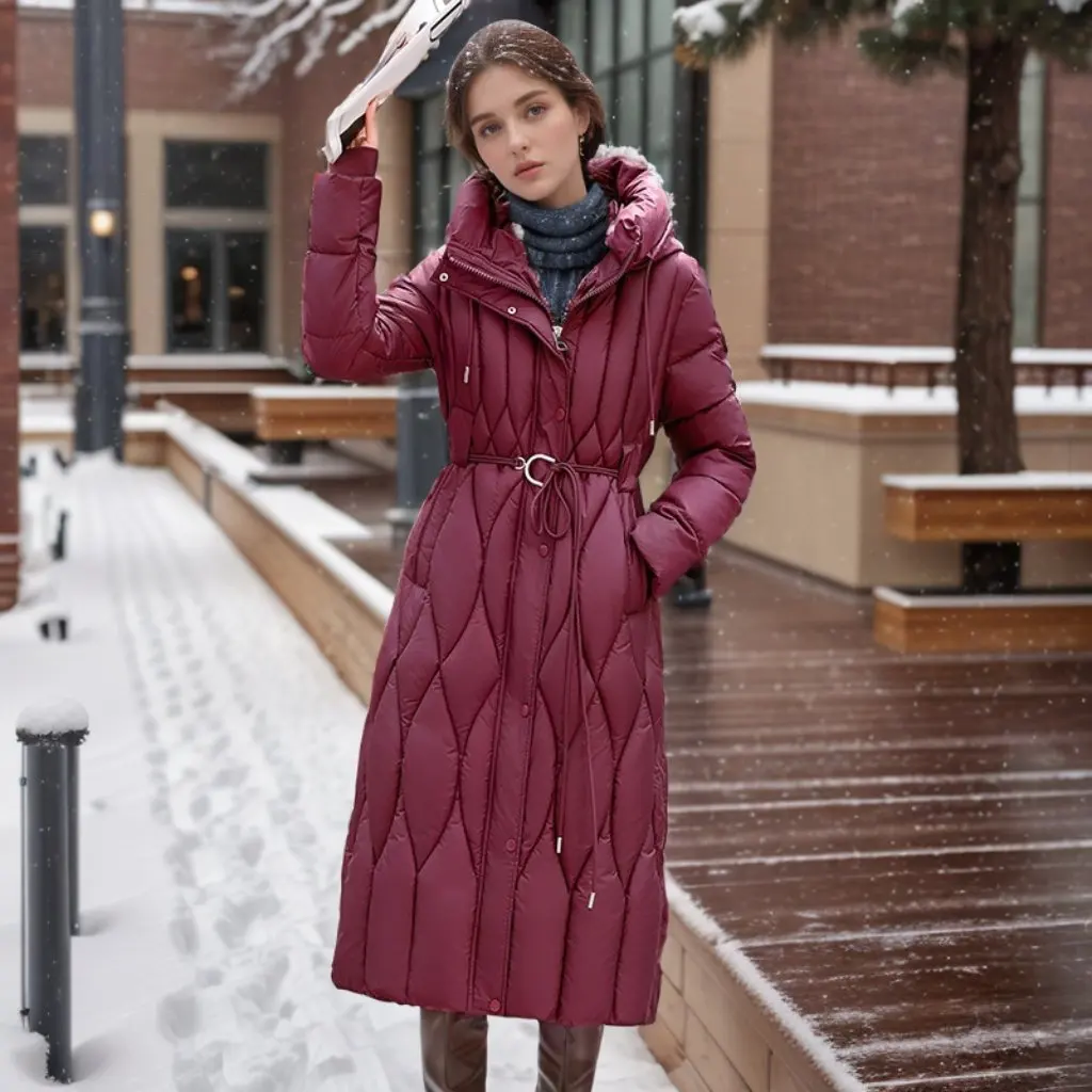 

Women's European And American Style Cotton-Padded Jacket Mid-Length Thick Warm Coat High-End Fashion