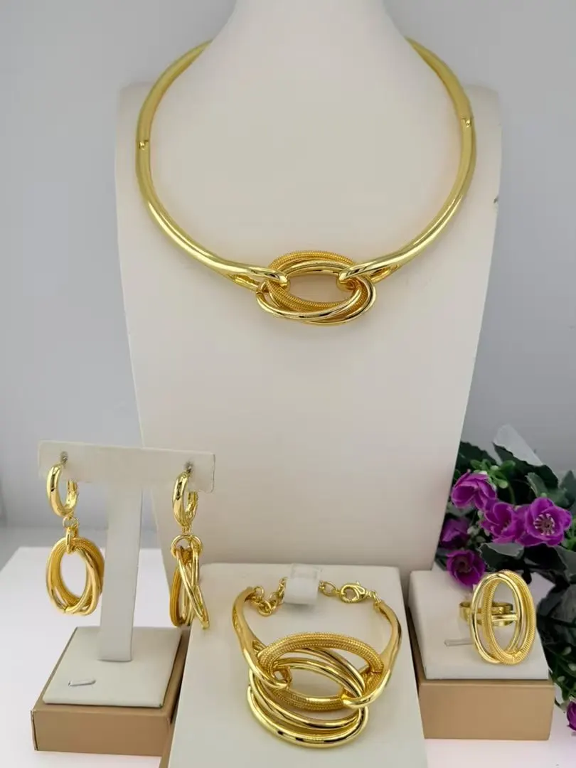 italian-new-style-gold-knot-jewelry-four-piece-set-dubai-fashion-hot-selling-accessories