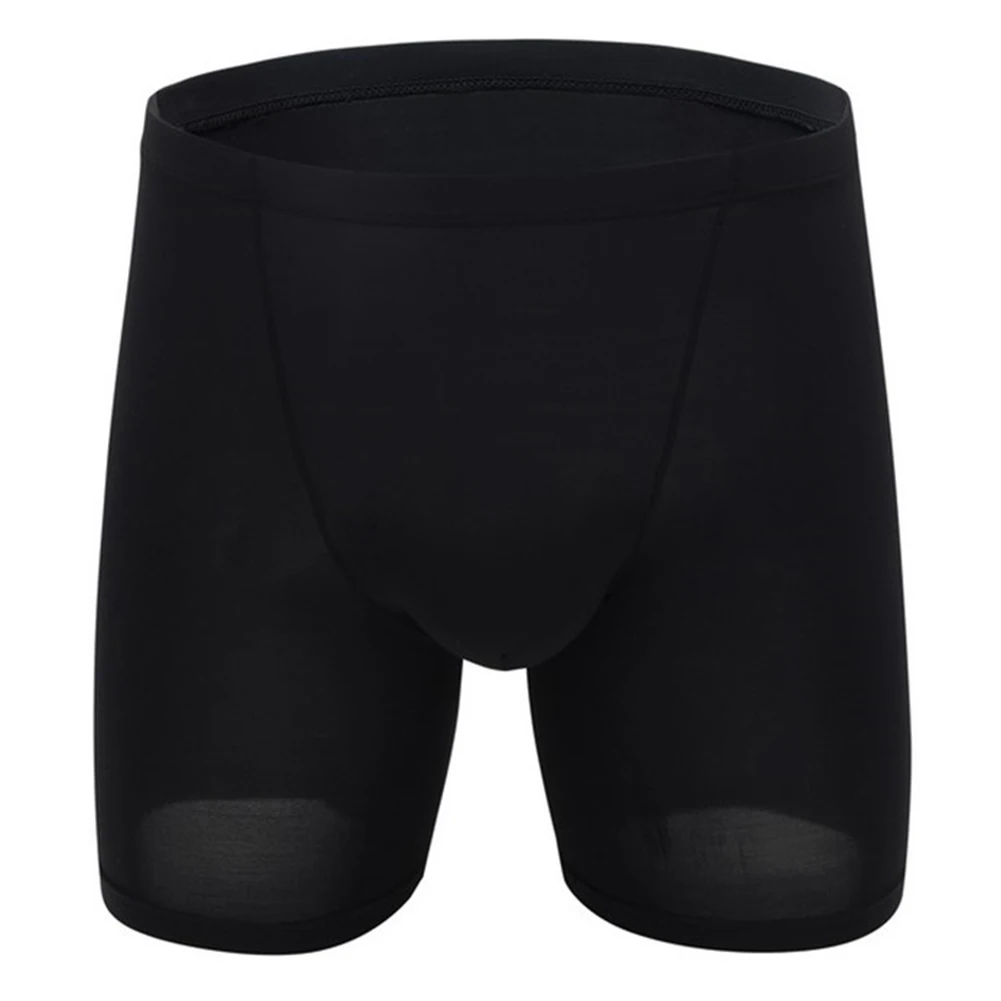 남성용 아이스 실크 긴 다리 복서 브리프, 섹시한 U 볼록 큰 파우치 속옷, 반바지 트렁크, 언더팬츠 통기성 남성 란제리