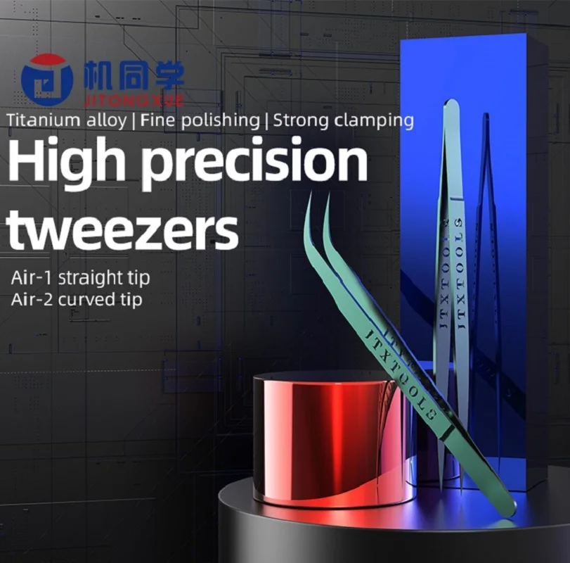 JTX AIR-1 AIR-2 Ultra Light Titanium Alloy Green Tweezers BGA IC Chip Flying Wire Repair Forceps Motherboard Precise Electronics