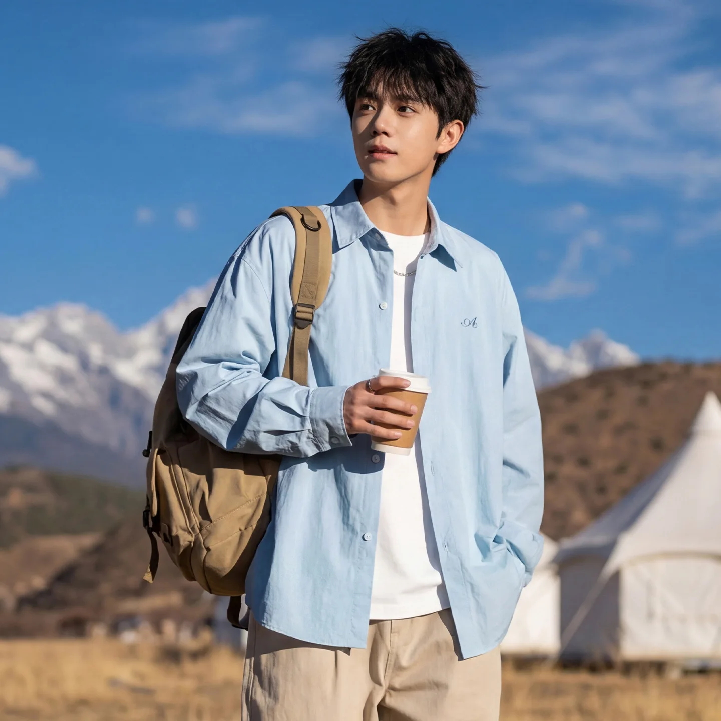 

TFETTERS 2026 Spring New Arrival Men's Cleanfit Shirt Textured Wrinkle Oversized Loose Fit Lazy Style Long Sleeve Top Shirt Man