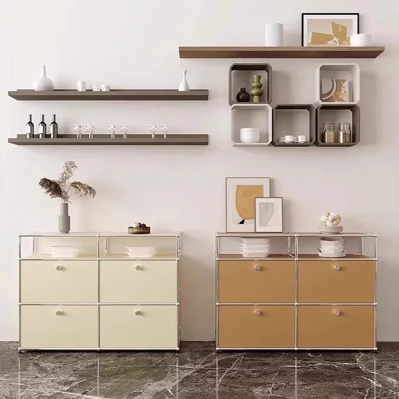 Medieval stainless steel side cabinet module  modern simple TV cabinet storage chest living room storage cabinet