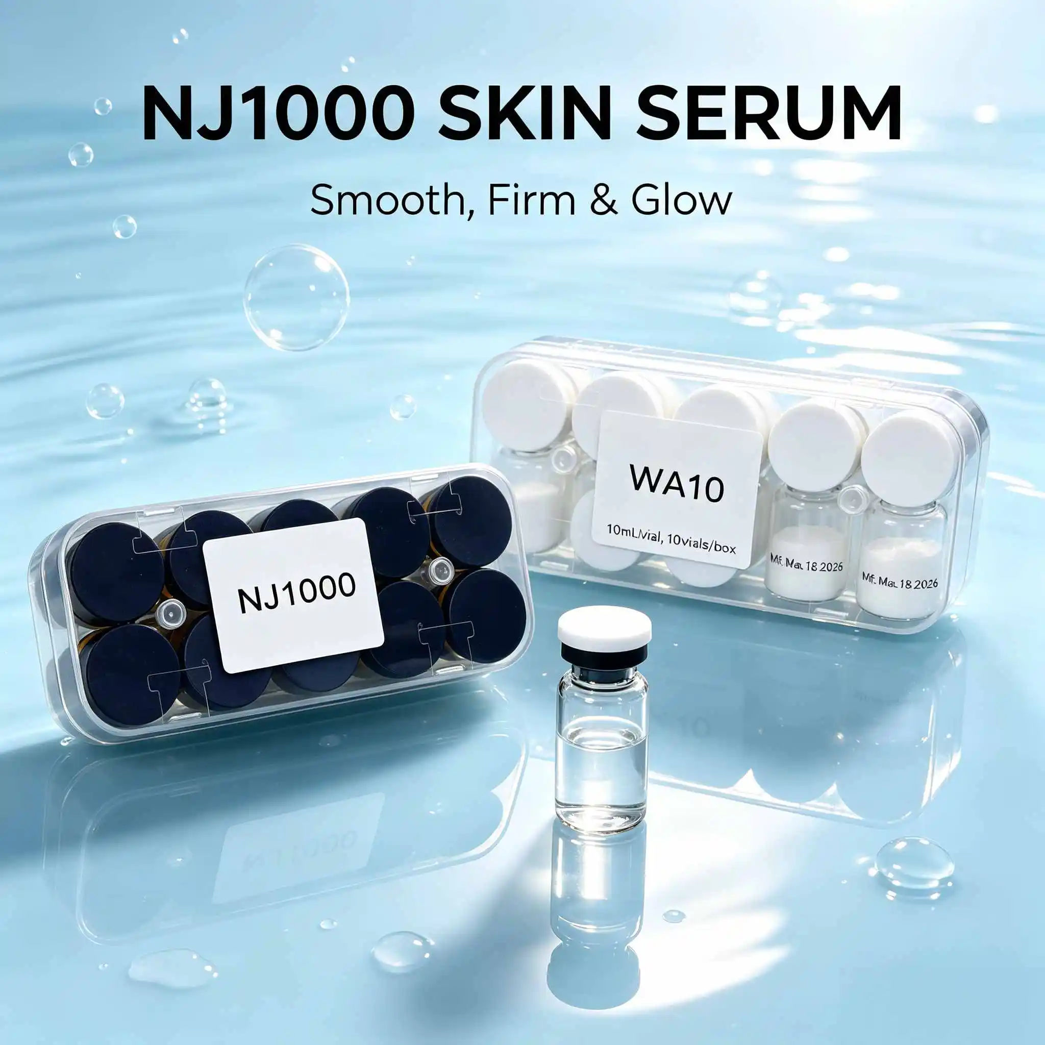 NJ Lyophilized Powder Vial Set,Hydrating Facial Essence,Freeze-Dried Powder,Random Cap Colors,Date Subject to Actual Goods