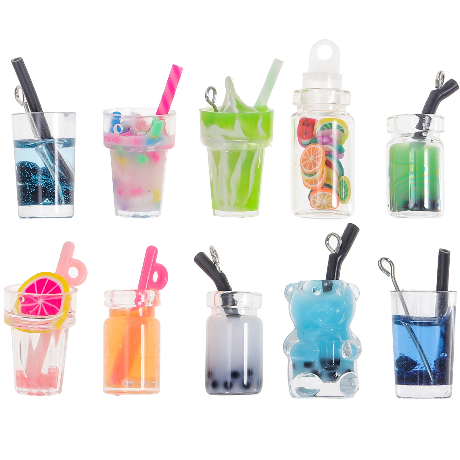 

Glass Bottle Charm Pendant Crafts Small Beads Keychain Cup Mini Necklace Lightweight Durable Premium Material DIY Jewelry Making