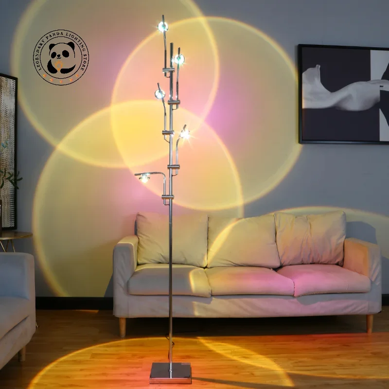 

LED Light Shadow Atmosphere Floor Lamp Metallic Luster Nordic Minimalist Designer Creative Art Back Wall Projection Floor Light