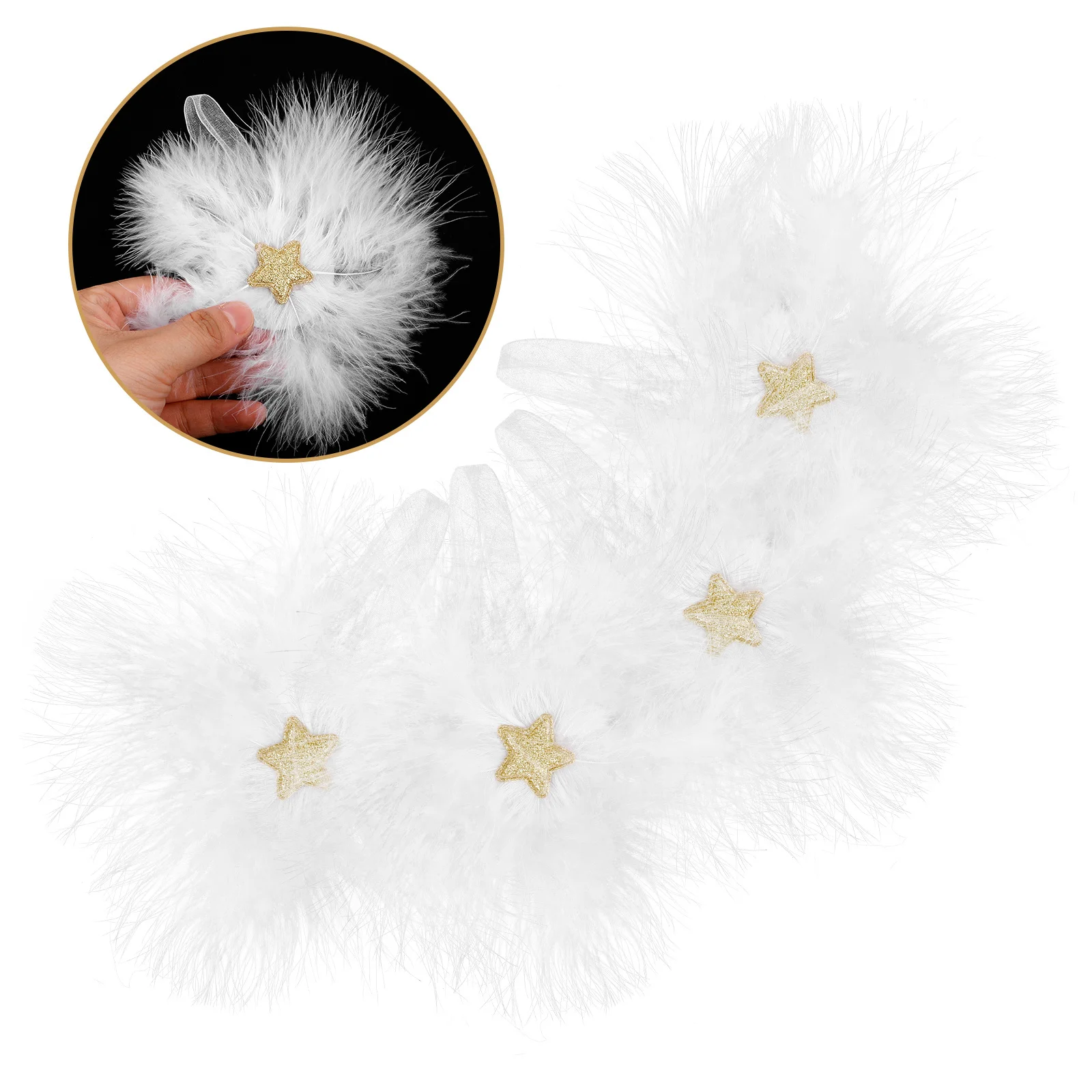 

4pcs Plumage Pendant Christmas Tree Hanging Ornaments Star Design Xmas Decor For Holiday Party Decoration Xmas Tree Pendant