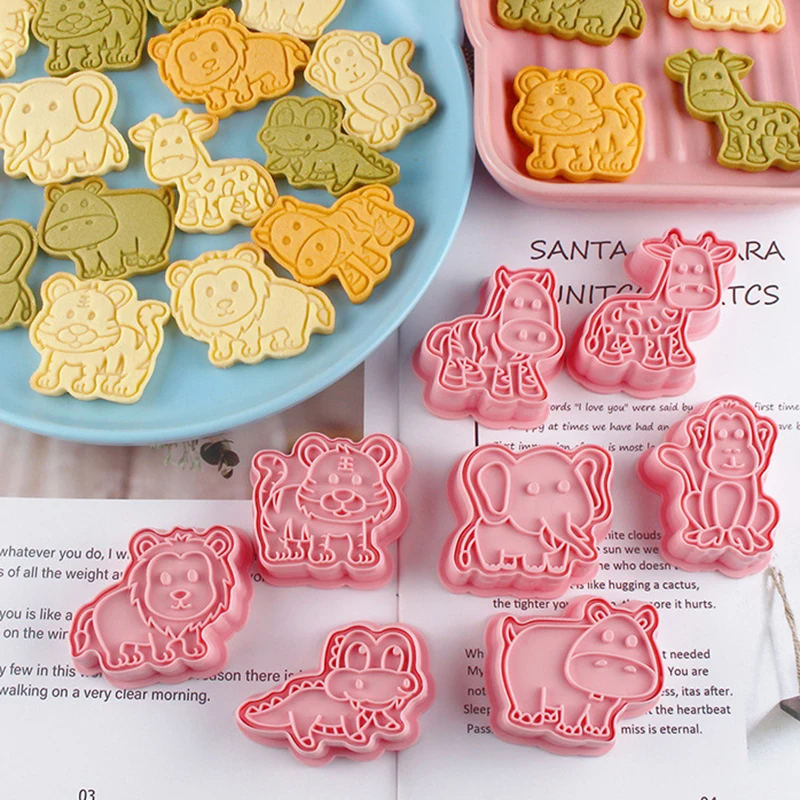 Animal Cookie Cutters For Kids: Animals 8 PCS Cookie Cutters Set With Lion, Giraffe, Hippo, Elephant, Crocodile, Zebra, Tiger