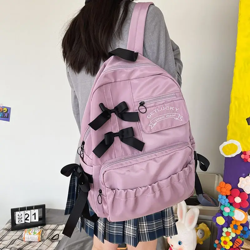 Sweet Cute Girl Bow Backpack Casual Big Capacity Schoolbag Handbag Student Leisure Travel Backpack