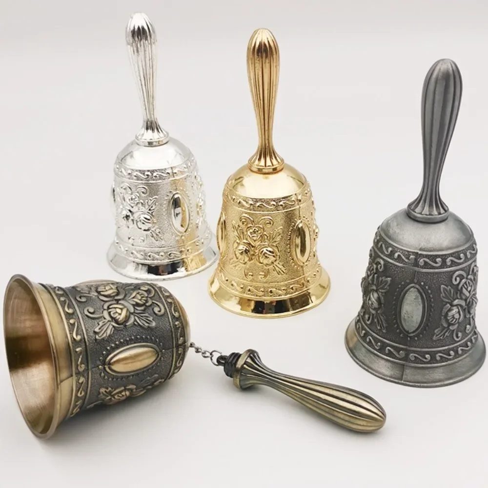 Retro Hand Cranked Brass Bell, Vintage Style Metal Shaking Bell for Restaurant, Hotel, Shop Counter, Home Ornament & Daily Call