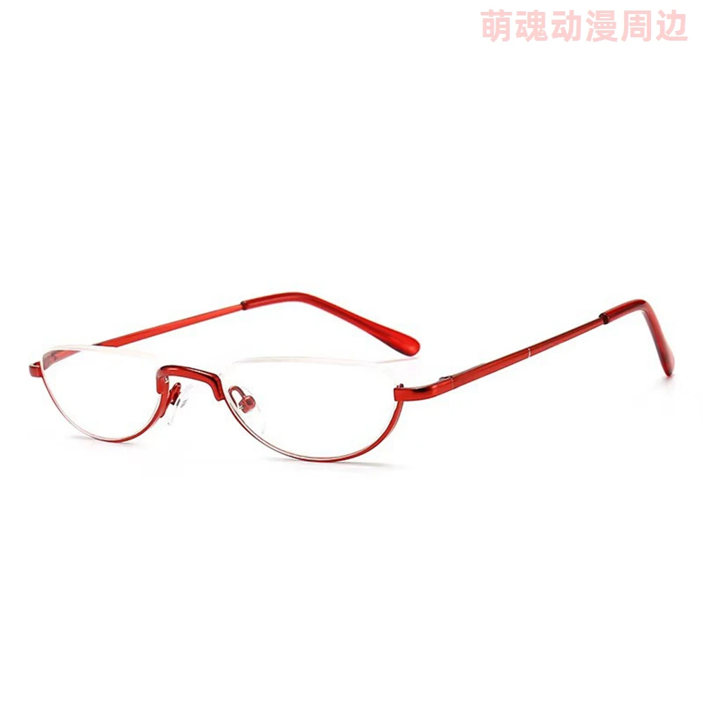 Red half frame oval glasses Cosplay glasses for girl