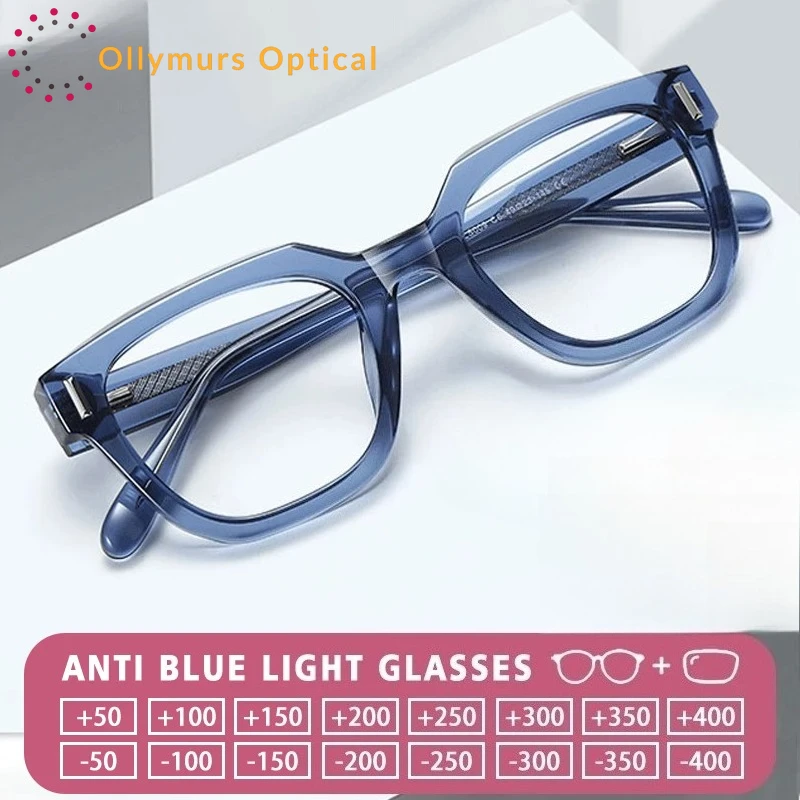 

OLLYMURS Unisex Vintage TR Eyeglasses Frame Myopia Hyperopia Prescription Men Glasses Women Anti Blue Ray Reading Optical Eyewar