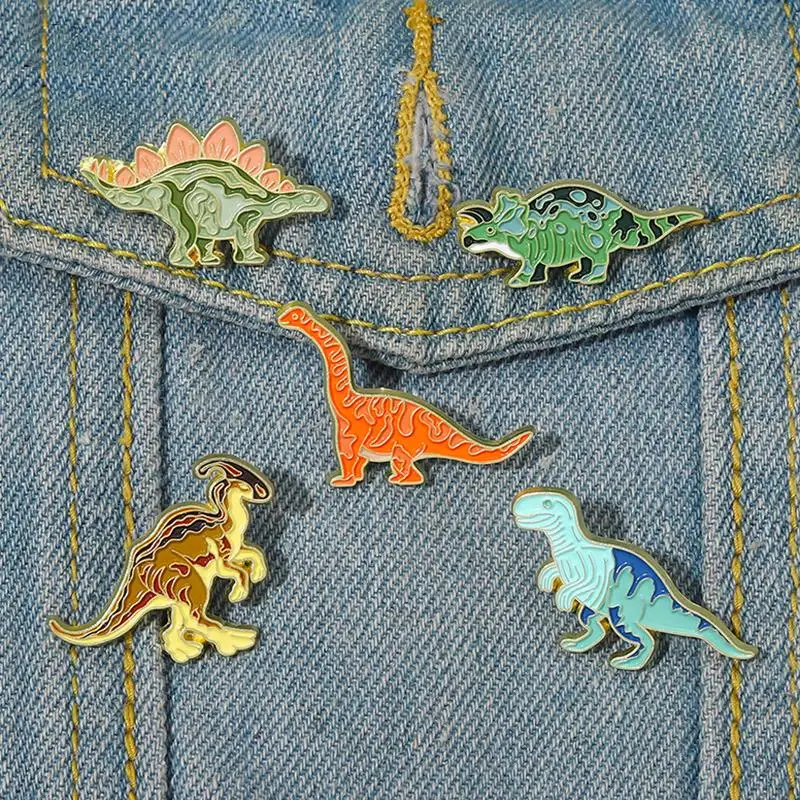 

Colorful Dino Enamel Pins Custom Jurassic Dinosaurs Brooches Lapel Badges Cartoon Animal Jewelry Gift for Kids Friends