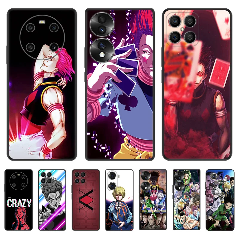 Black Soft Phone Case for Honor Magic5 Pro X7b X8b X9b X6 X7 X8 X9A X6a 90 70 Hunter X Hunter Anime Pixel 6 7 8 6a 7a 8a Cover