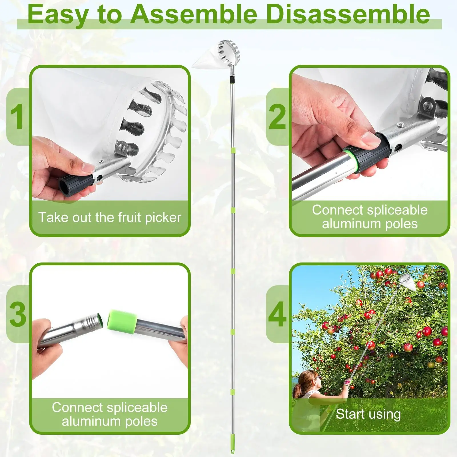 آلة منتقي الفاكهة الفولاذ المقاوم للصدأ الربط قضيب أدوات قطف الفاكهة اختيار التفاح الكمثرى الليمون والأفوكادو لأدوات بستان المزرعة