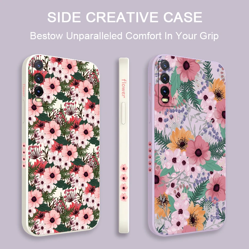 جراب هاتف لهاتف Vivo Y22 2022 Y22S Y12S Y21S Y21T Y21A Y20I Y20 Y19 Y16 Y04 Y02 Y02S نمط زهرة غطاء ناعم مقاوم للصدمات