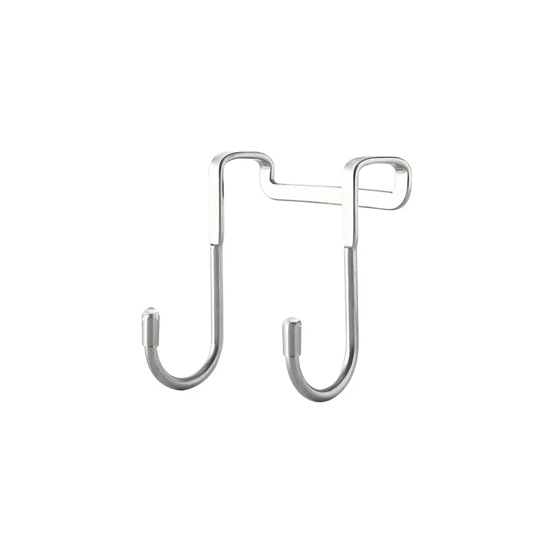 No Punching Hole Behind Cabinet Door Traceless Hook Kitchen Stainless Steel S-shaped Double Hook Door Back Coat Hook