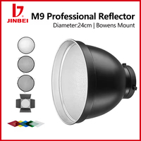 JINBEI M9 9inch 24cm Reflector Diffuser Bowens Mount with 10/30/60 Degree Honeycomb Grid Barndoor for Studio Light Strobe Flash