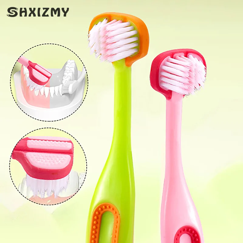 3D Stereo Three-sided Toothbrush Ultra Fine Soft Hair Children Toothbrushes 360° Fully Wrapped Oral Care Cleaning Toothbrushes