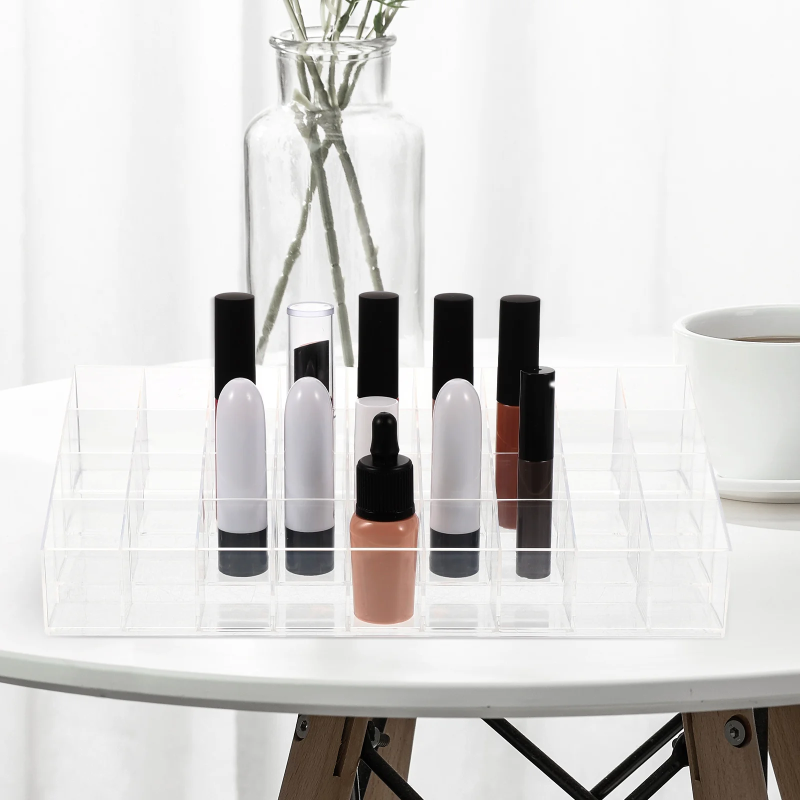 

Premium Lipstick Organizer Storage Holder Makeup Lip Gloss Box Desktop Compact Large Capacity Durable Material Cosmetics