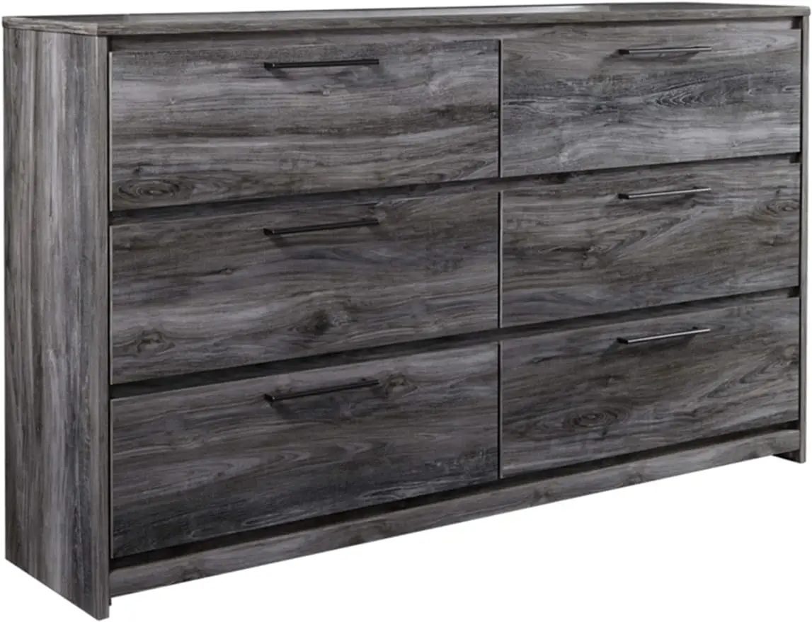 Baystorm Rustic Coastal 6 Drawer Dresser, Smoky Gray