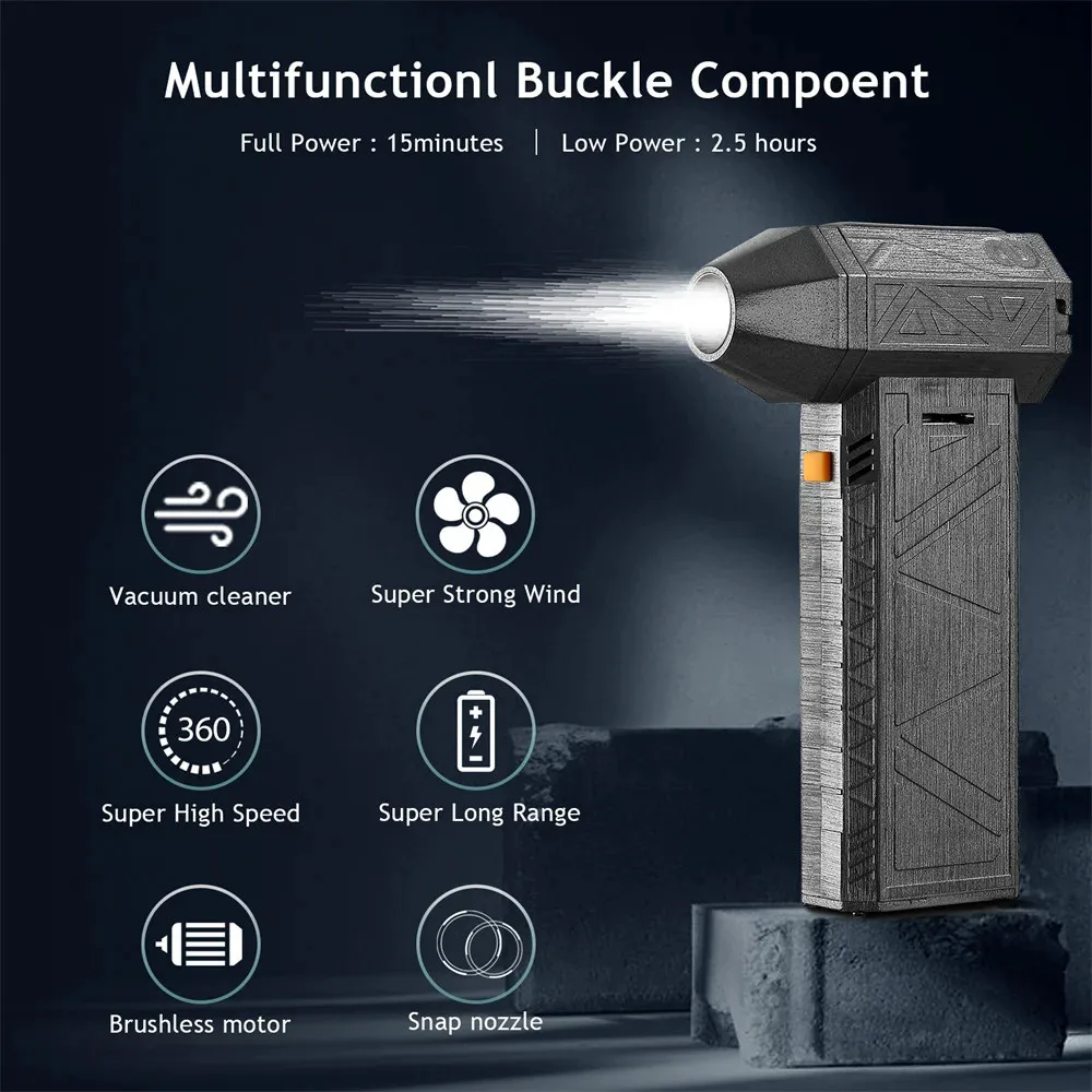 130000RPM Mini Handheld Jet Fan Brushless Motor Turbo Violent Blower Cordless USB C Portable Air Duster for PC Car Cleaning