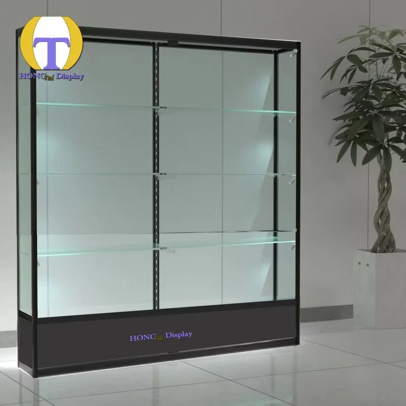 Custom.Luxury More Shelves Aluminum Glass Display Case Showcase Modern Stable Lockable Glass Display Showcase for Smoke Shop