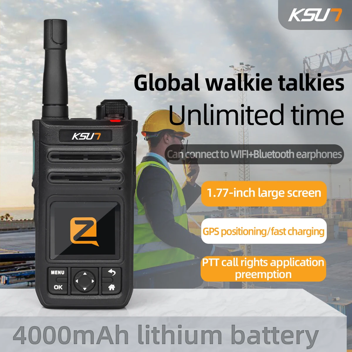 

KSUT ZL30 Two Way Radio Global GPS Woki Toki Wifi Blue Tooth Sim Card Mobile Walkie Talkie 4g Compatible with ZELLO APP