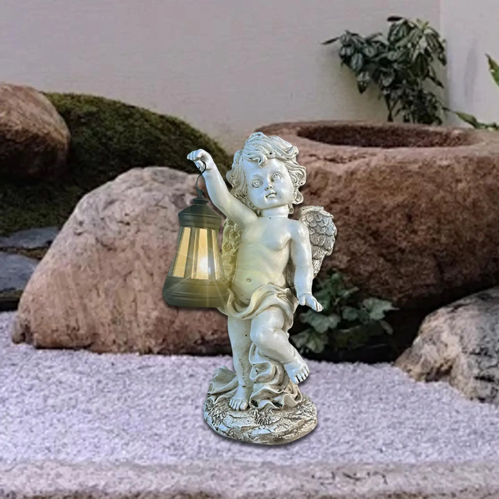 

Angel Statue with Solar Lantern Home Decor Cute Outdoor Decoration for Living Room Balcony Courtyard Indoor and Outdoor Patio