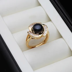 2023 Real Freshwater Pearl Rings For Women,Wedding Natural Pearl Ring Resizable Wife Anniversary Gift