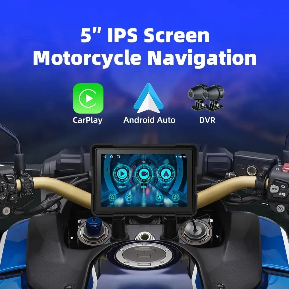 Motorcycle smart screen Wireless CarpⅠay/Android Aoto Dual front and rear recording recorder Boot password anti-theft system