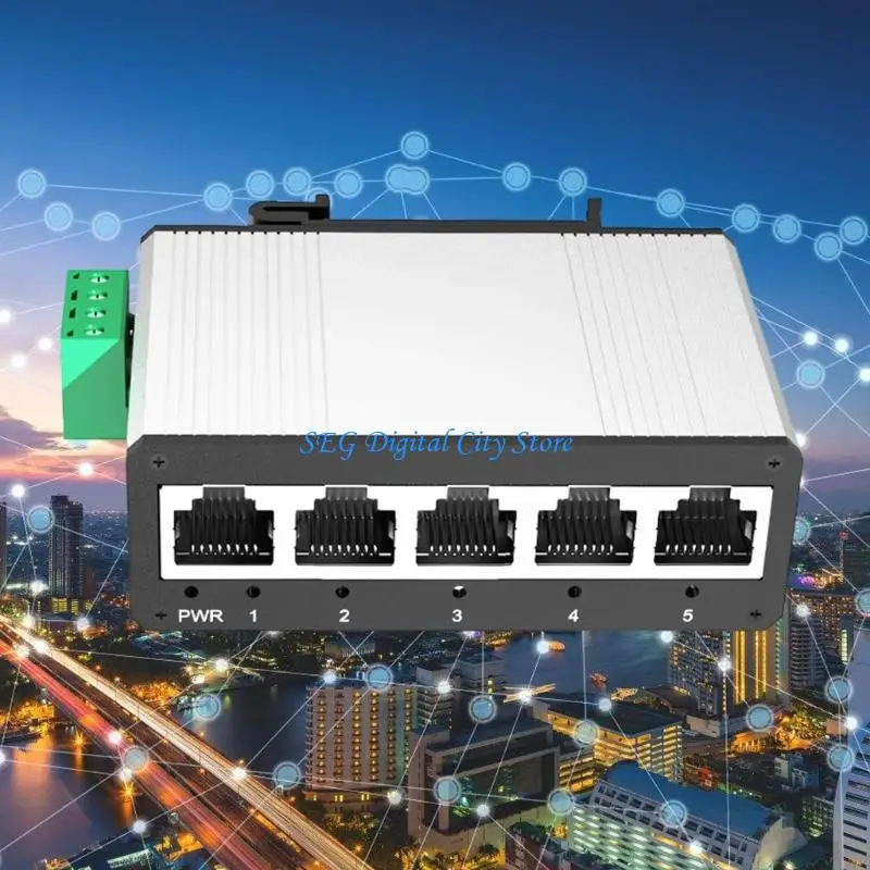 U75B DIN السكك الحديدية جيجابت مفاتيح 5 ميناء الألومنيوم الإسكان لا شيء PoE درجة الحرارة الصناعية #4