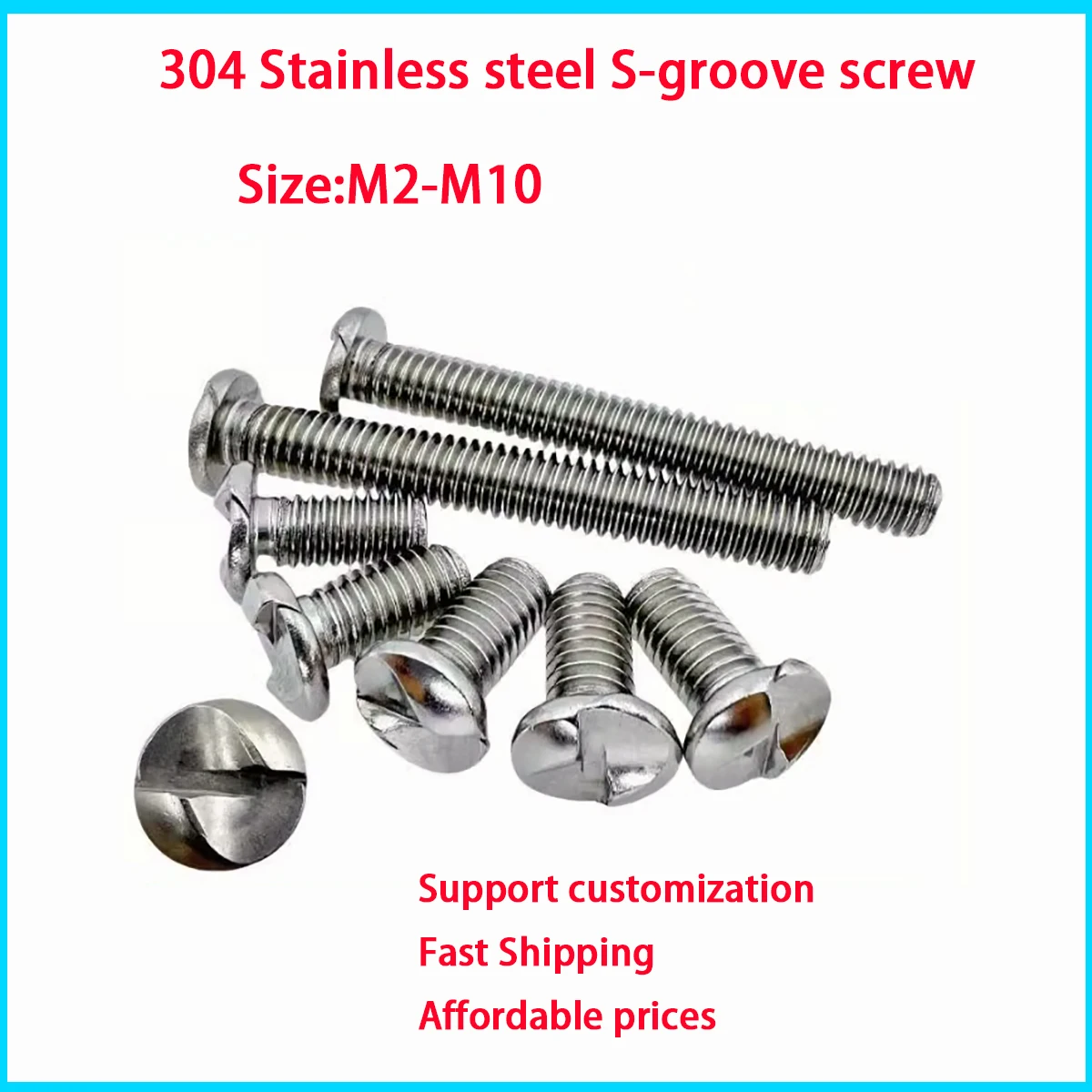 304 Stainless Steel Round Head One-Way s-Groove Anti-Theft Screw One-Way Straight Bolt M2M3M4M5M6M8M10