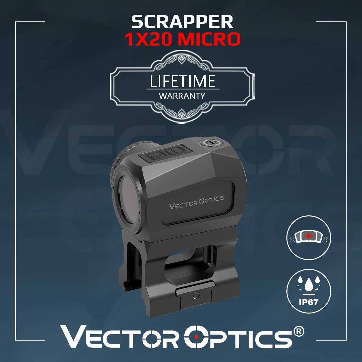 

Vector Optics Scrapper 1x20 Ultra Compact Red Dot Sight 3MOA Dot With Motion Sensor IP67 Waterproof For AR Style Rifle