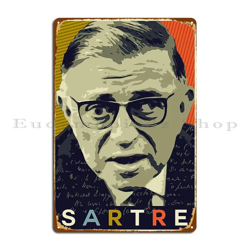 Jean Paul Sartre Metal Sign Garage Wall Plaque Cave Cinema Character Tin Sign Poster