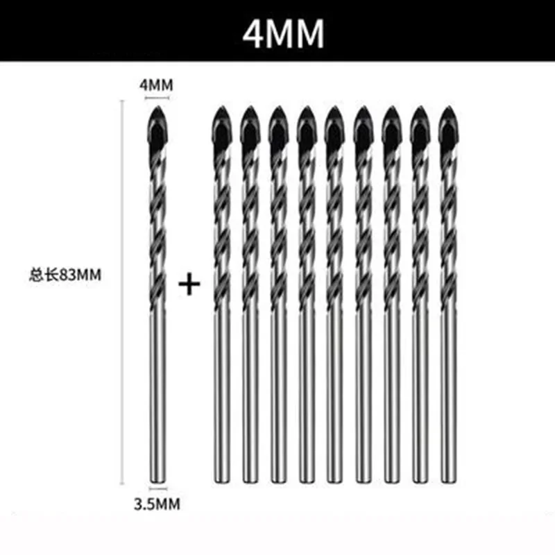 10pcs 3mm 4mm 5mm Multi-functional Glass Drill Bit Triangle  Bits For Ceramic Tile Concrete  Marble
