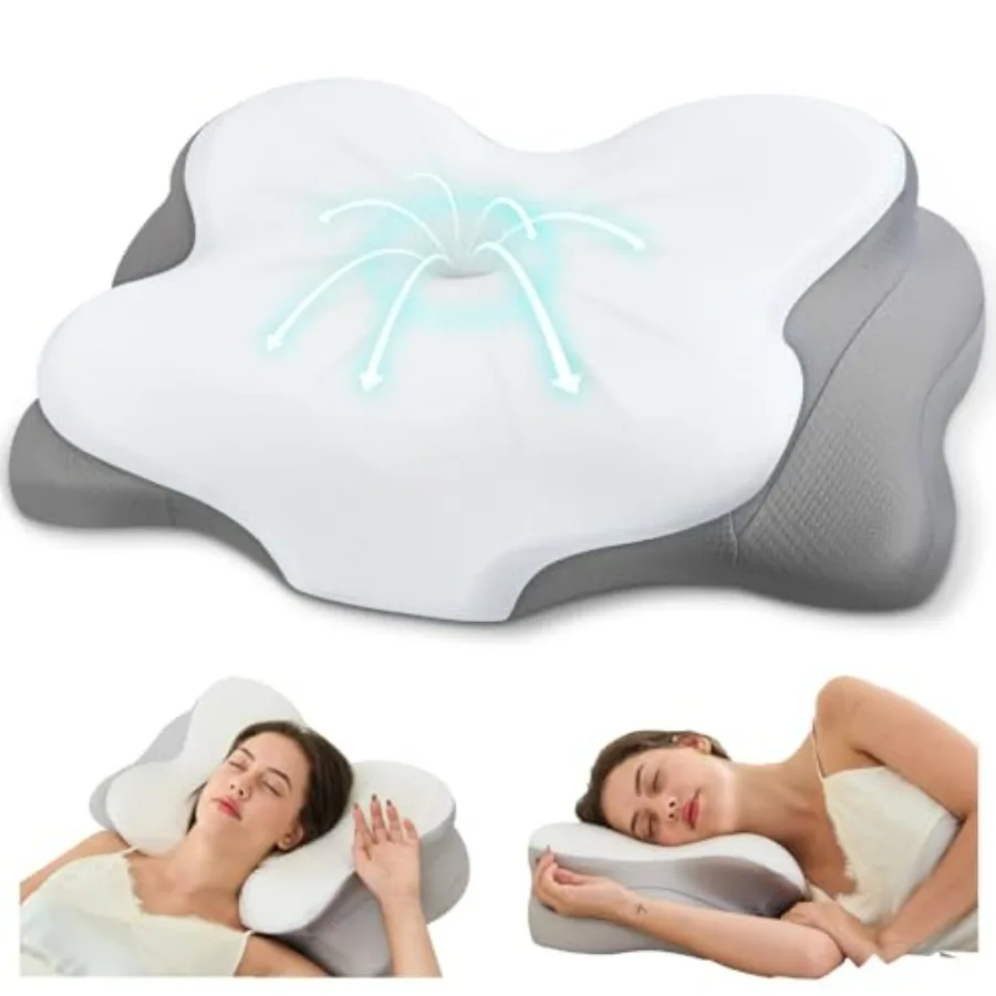 

Cervical Neck Pillow, Ergonomic Memory Foam Pillows for Neck Pain Relief with Breathable Pillowcase, Adjustable Contour Neck Su