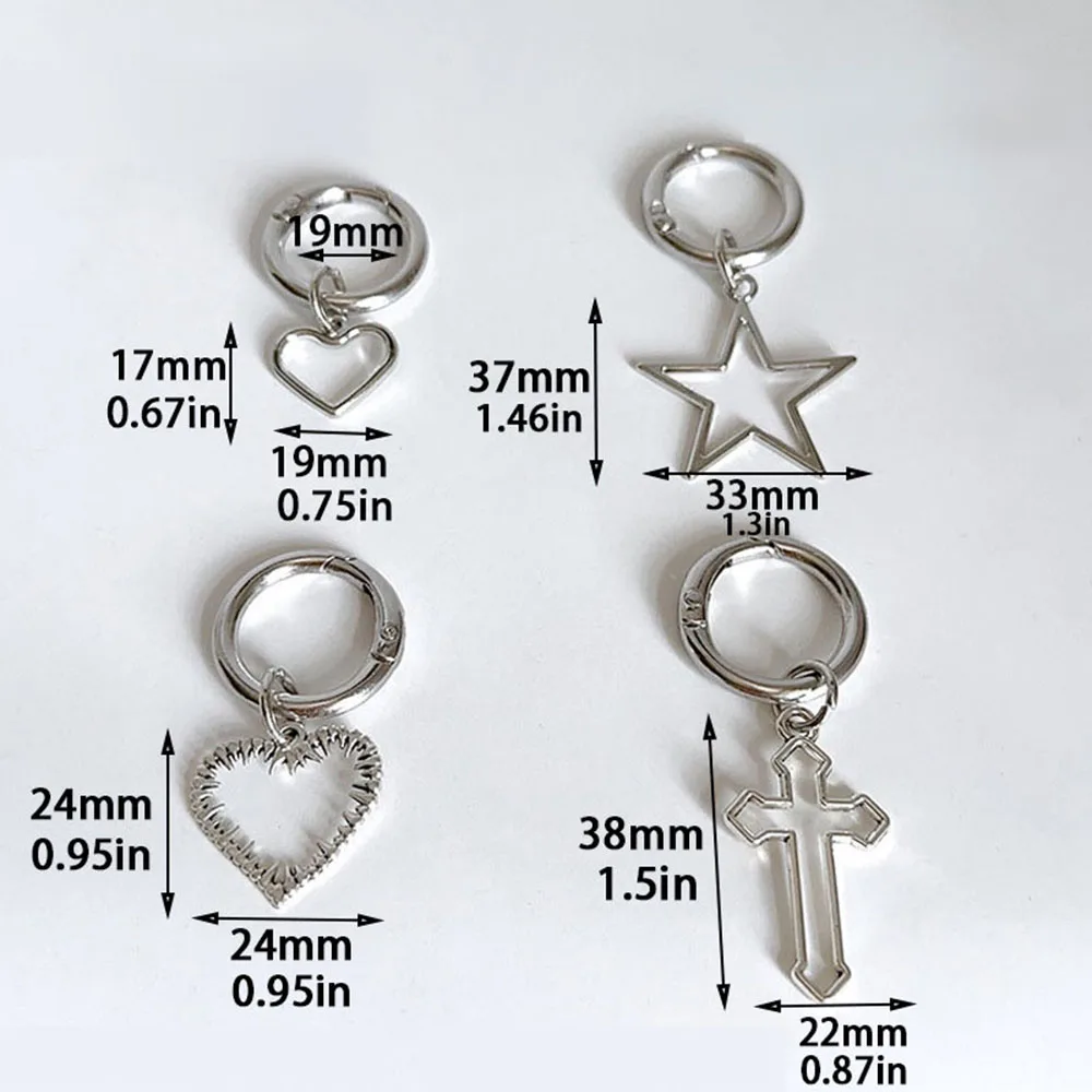 Colgante de Metal con forma de corazón y estrellas para mujer, hebillas para zapatos, decoración artesanal, gancho a presión, accesorios de joyería, 2 piezas