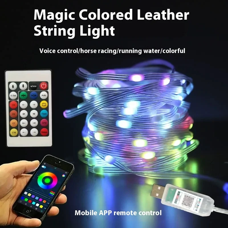 Smart RGB LED String Lights, Bluetooth, Fairy Lights, Festão, Árvore de Natal, Casamento, Decoração do jardim ao ar livre, Ano Novo L, 5 m, 10 m, 20m